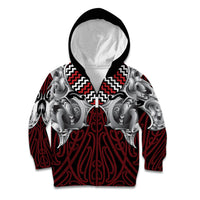 Aotearoa Kowhaiwhai Poutama Red Motif Kid Hoodie
