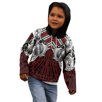 Aotearoa Kowhaiwhai Poutama Red Motif Kid Hoodie