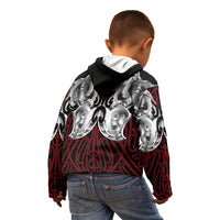 Aotearoa Kowhaiwhai Poutama Red Motif Kid Hoodie