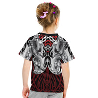 Aotearoa Kowhaiwhai Poutama Red Motif Kid T Shirt
