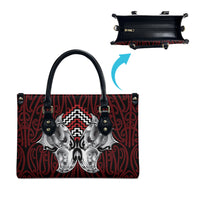 Aotearoa Kowhaiwhai Poutama Red Motif Leather Bag