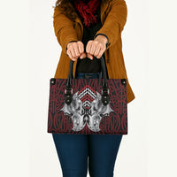 Aotearoa Kowhaiwhai Poutama Red Motif Leather Bag