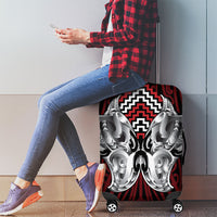 Aotearoa Kowhaiwhai Poutama Red Motif Luggage Cover