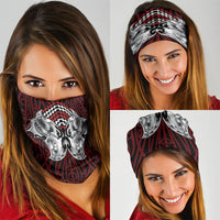 Aotearoa Kowhaiwhai Poutama Red Motif Neck Gaiter
