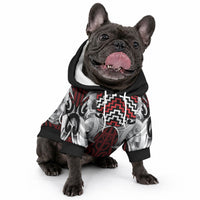Aotearoa Kowhaiwhai Poutama Red Motif Pet Hoodie