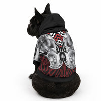 Aotearoa Kowhaiwhai Poutama Red Motif Pet Hoodie