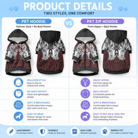 Aotearoa Kowhaiwhai Poutama Red Motif Pet Hoodie