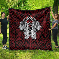 Aotearoa Kowhaiwhai Poutama Red Motif Quilt