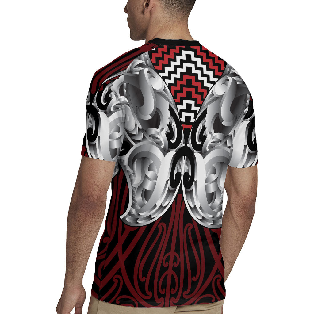 Aotearoa Kowhaiwhai Poutama Red Motif Rugby Jersey