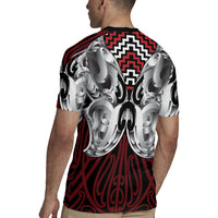 Aotearoa Kowhaiwhai Poutama Red Motif Rugby Jersey