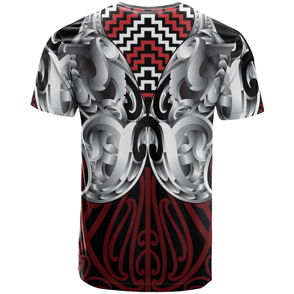 Aotearoa Kowhaiwhai Poutama Red Motif T Shirt