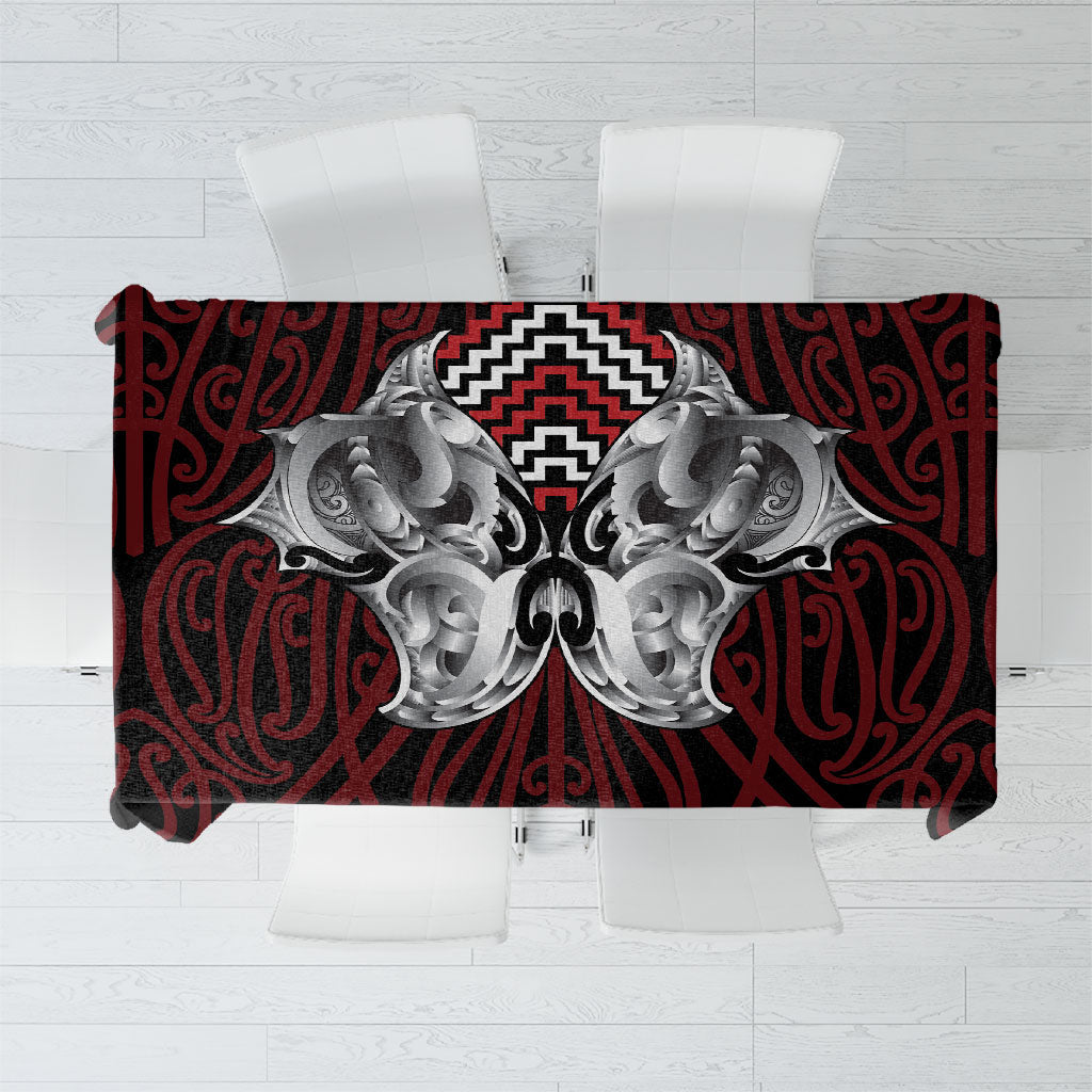 Aotearoa Kowhaiwhai Poutama Red Motif Tablecloth
