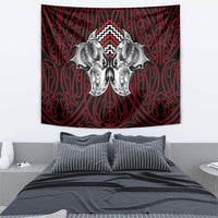 Aotearoa Kowhaiwhai Poutama Red Motif Tapestry