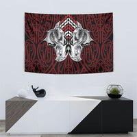 Aotearoa Kowhaiwhai Poutama Red Motif Tapestry