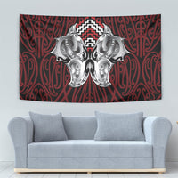 Aotearoa Kowhaiwhai Poutama Red Motif Tapestry