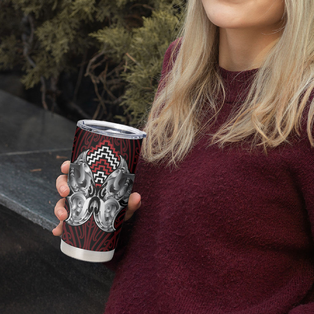 Aotearoa Kowhaiwhai Poutama Red Motif Tumbler Cup