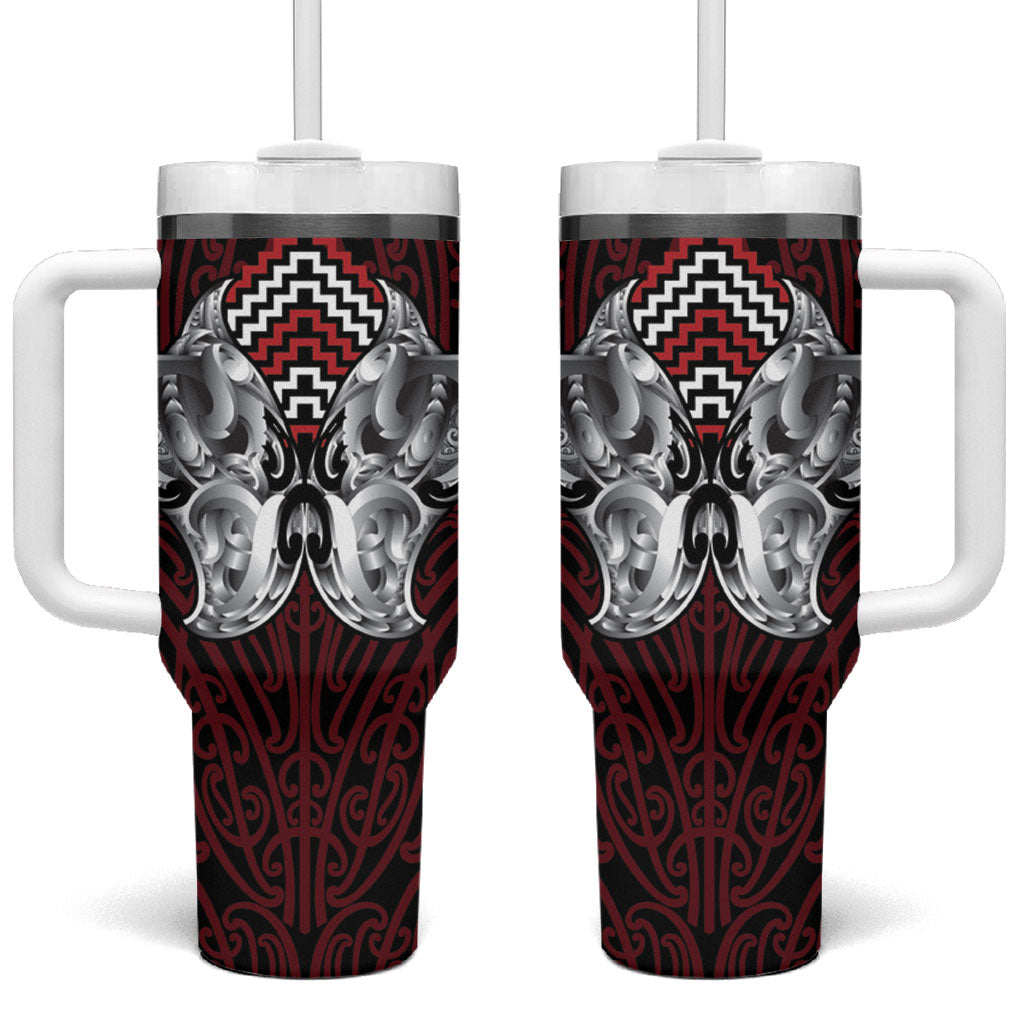 Aotearoa Kowhaiwhai Poutama Red Motif Tumbler With Handle