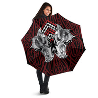 Aotearoa Kowhaiwhai Poutama Red Motif Umbrella