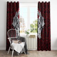 Aotearoa Kowhaiwhai Poutama Red Motif Window Curtain