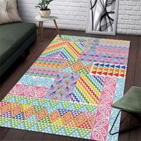 Aotearoa Kowhaiwhai Taniko Patchwork Rainbow Motifs Area Rug