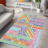 Aotearoa Kowhaiwhai Taniko Patchwork Rainbow Motifs Area Rug