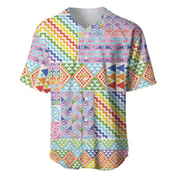 Aotearoa Kowhaiwhai Taniko Patchwork Rainbow Motifs Baseball Jersey