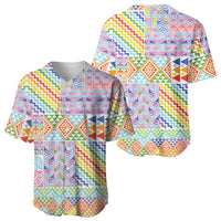 Aotearoa Kowhaiwhai Taniko Patchwork Rainbow Motifs Baseball Jersey