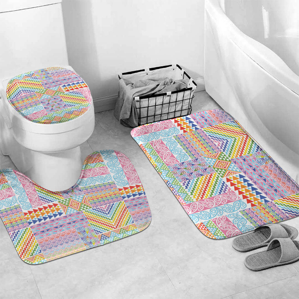 Aotearoa Kowhaiwhai Taniko Patchwork Rainbow Motifs Bathroom Set