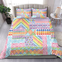 Aotearoa Kowhaiwhai Taniko Patchwork Rainbow Motifs Bedding Set