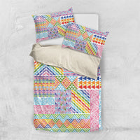 Aotearoa Kowhaiwhai Taniko Patchwork Rainbow Motifs Bedding Set