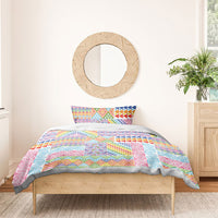 Aotearoa Kowhaiwhai Taniko Patchwork Rainbow Motifs Bedding Set