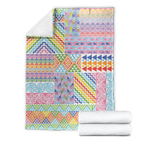 Aotearoa Kowhaiwhai Taniko Patchwork Rainbow Motifs Blanket