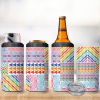 Aotearoa Kowhaiwhai Taniko Patchwork Rainbow Motifs 4 in 1 Can Cooler Tumbler