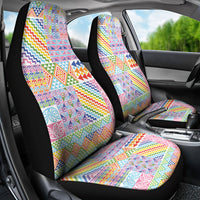 Aotearoa Kowhaiwhai Taniko Patchwork Rainbow Motifs Car Seat Cover