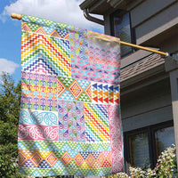 Aotearoa Kowhaiwhai Taniko Patchwork Rainbow Motifs Garden Flag