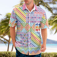 Aotearoa Kowhaiwhai Taniko Patchwork Rainbow Motifs Hawaiian Shirt