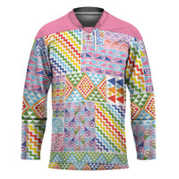Aotearoa Kowhaiwhai Taniko Patchwork Rainbow Motifs Hockey Jersey