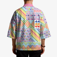 Aotearoa Kowhaiwhai Taniko Patchwork Rainbow Motifs Kimono