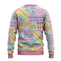 Aotearoa Kowhaiwhai Taniko Patchwork Rainbow Motifs Ugly Christmas Sweater