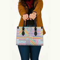 Aotearoa Kowhaiwhai Taniko Patchwork Rainbow Motifs Leather Bag