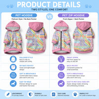 Aotearoa Kowhaiwhai Taniko Patchwork Rainbow Motifs Pet Hoodie