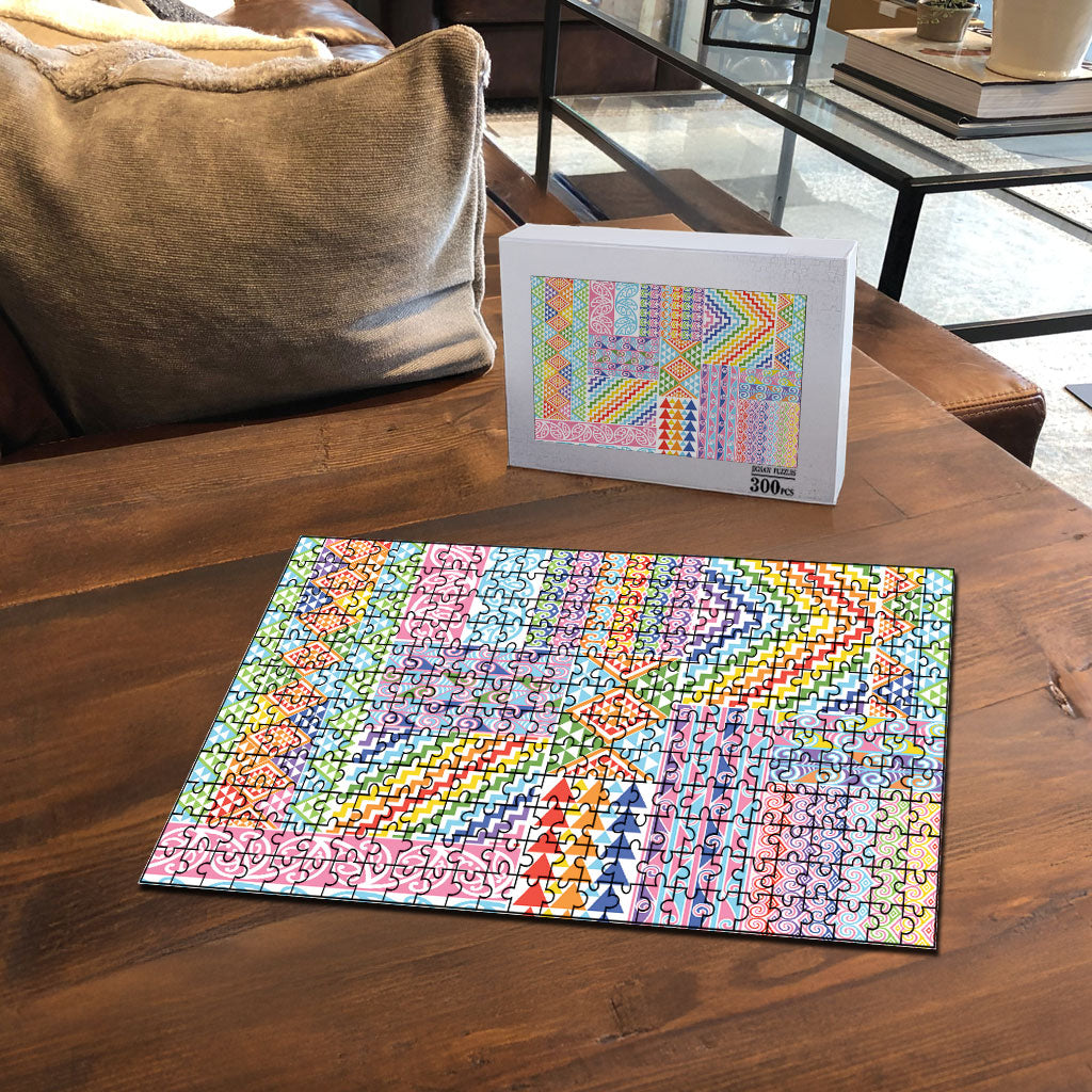 Aotearoa Kowhaiwhai Taniko Patchwork Rainbow Motifs Puzzle