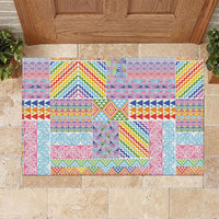 Aotearoa Kowhaiwhai Taniko Patchwork Rainbow Motifs Rubber Doormat