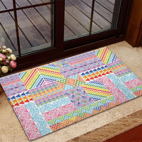 Aotearoa Kowhaiwhai Taniko Patchwork Rainbow Motifs Rubber Doormat