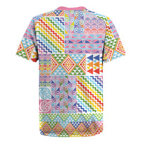 Aotearoa Kowhaiwhai Taniko Patchwork Rainbow Motifs Rugby Jersey