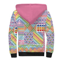 Aotearoa Kowhaiwhai Taniko Patchwork Rainbow Motifs Sherpa Hoodie