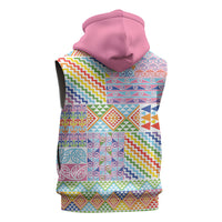 Aotearoa Kowhaiwhai Taniko Patchwork Rainbow Motifs Sleeveless Hoodie