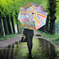Aotearoa Kowhaiwhai Taniko Patchwork Rainbow Motifs Umbrella