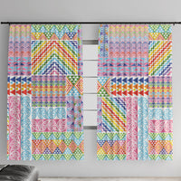Aotearoa Kowhaiwhai Taniko Patchwork Rainbow Motifs Window Curtain