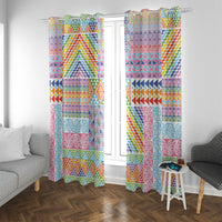 Aotearoa Kowhaiwhai Taniko Patchwork Rainbow Motifs Window Curtain